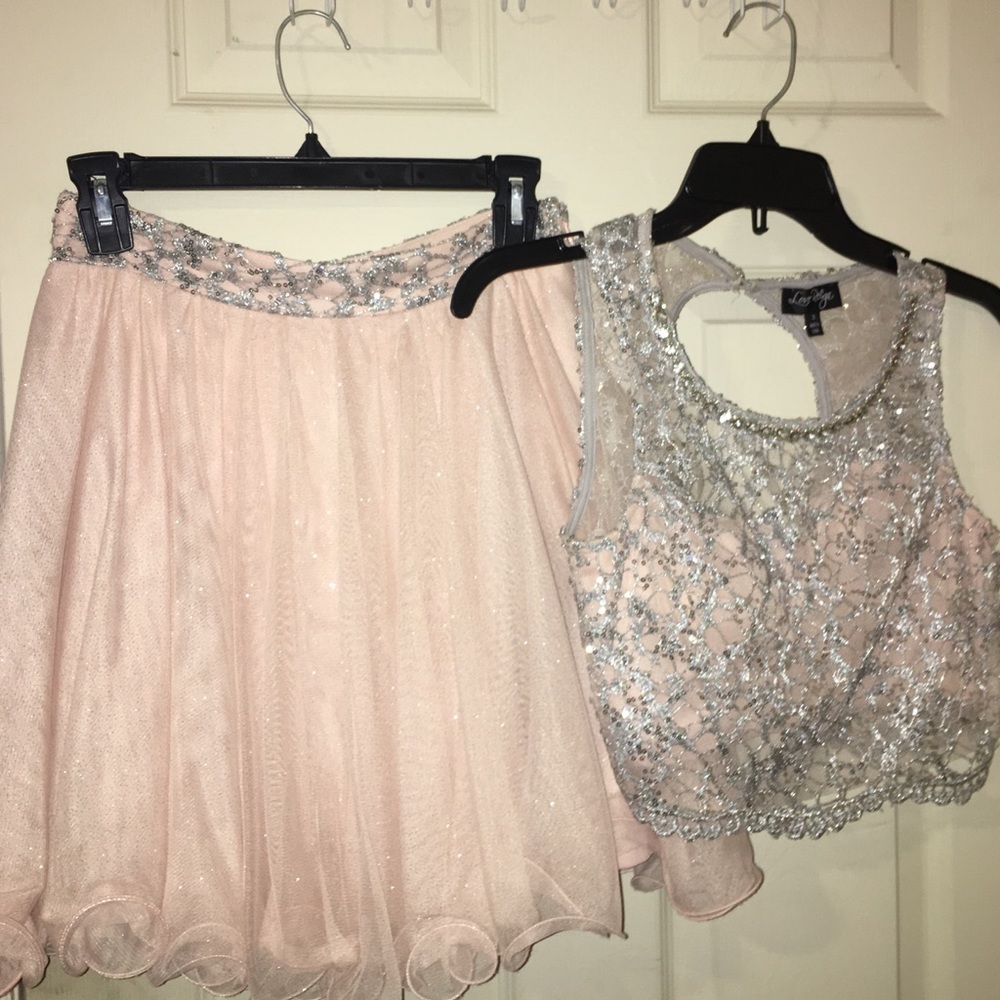 Beautiful embellished pink and silver 2piece dress